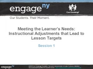 Meeting the Learners Needs Instructional Adjustments that Lead