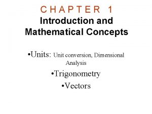 CHAPTER 1 Introduction and Mathematical Concepts Units Unit