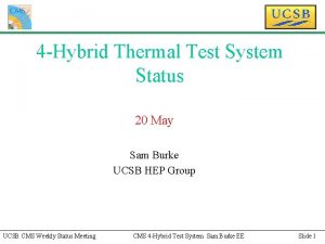 4 Hybrid Thermal Test System Status 20 May