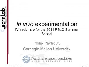 In vivo experimentation IV track Intro for the