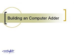 Building an Computer Adder Building an Adder n