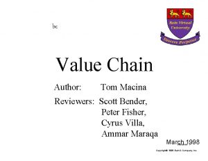 bc Value Chain Author Tom Macina Reviewers Scott