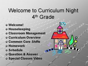Welcome to Curriculum Night 4 th Grade Welcome