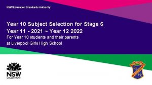 NSW Education Standards Authority Year 10 Subject Selection