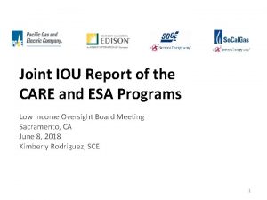 Joint IOU Report of the CARE and ESA