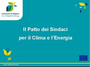 Il Patto dei Sindaci per il Clima e