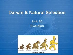 Darwin Natural Selection Unit 10 Evolution Learning Goals
