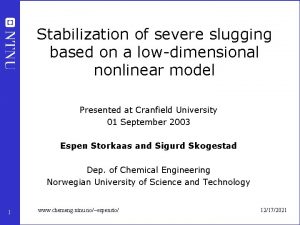 Stabilization of severe slugging based on a lowdimensional