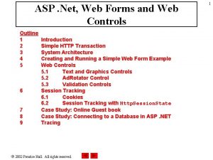 ASP Net Web Forms and Web Controls Outline