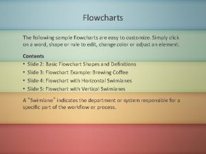 Flowcharts The following sample flowcharts are easy to Flowcharts The following sample flowcharts are easy to