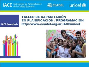 TALLER DE CAPACITACIN EN PLANIFICACIN PROGRAMACIN http www