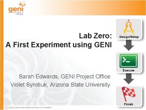 Lab Zero A First Experiment using GENI Sarah