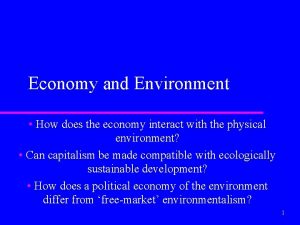 Economy and Environment How does the economy interact