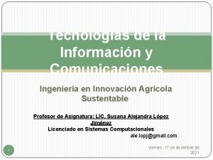 Tecnologas de la Informacin y Comunicaciones Ingeniera en