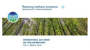 Reducing methane emissions Davide Scrocchi Technical Department INTERNATIONAL