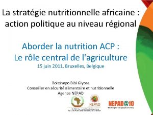 La stratgie nutritionnelle africaine action politique au niveau