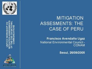 UNFCCC WORKSHOP ON MITIGATION ASSESSMENTS OF THE CGE