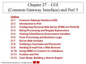 Chapter 27 CGI Common Gateway Interface and Perl