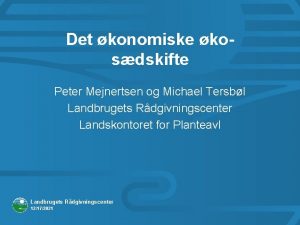 Det konomiske kosdskifte Peter Mejnertsen og Michael Tersbl