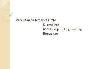 RESEARCH MOTIVATION K uma rao RV College of