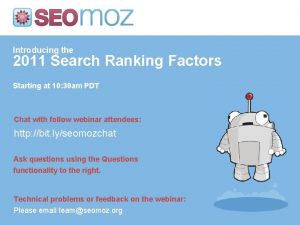 Introducing the 2011 Search Ranking Factors Starting at