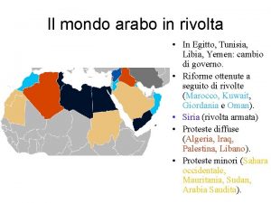 Il mondo arabo in rivolta In Egitto Tunisia