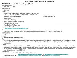 MAC Header Design Analysis for Upper MAC IEEE