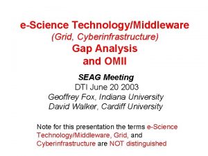 eScience TechnologyMiddleware Grid Cyberinfrastructure Gap Analysis and OMII