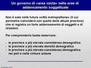 Un governo di area vasta nelle aree di