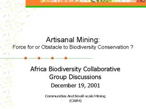 Artisanal Mining Force for or Obstacle to Biodiversity