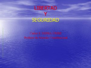 LIBERTAD Y SEGURIDAD Carlos E SERRA URIBE Profesor