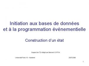 Initiation aux bases de donnes et la programmation