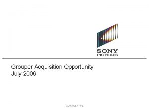 Grouper Acquisition Opportunity July 2006 CONFIDENTIAL Agenda Acquisition