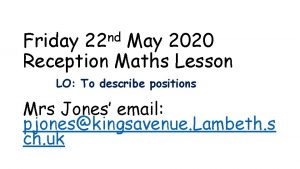 nd 22 Friday May 2020 Reception Maths Lesson