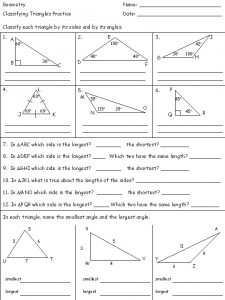 Geometry Name Classifying Triangles Practice Date Classify each