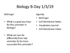 Biology BDay 1319 Bellringer What is a goal