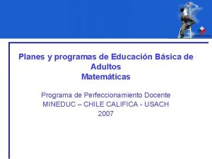 Planes y programas de Educacin Bsica de Adultos