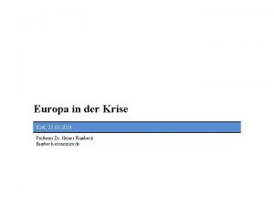 Europa in der Krise Kiel 25 03 2014