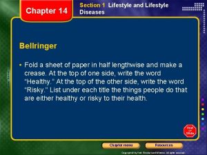 Chapter 14 Section 1 Lifestyle and Lifestyle Diseases