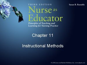 Chapter 11 Instructional Methods Instructional Methods Definition Techniques