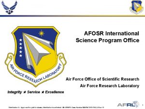 AFOSR International Science Program Office Air Force Office