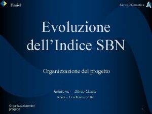 Akros Informatica Finsiel Evoluzione dellIndice SBN Organizzazione del