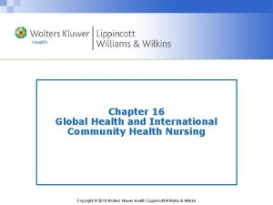 Chapter 16 Global Health and International Community Health