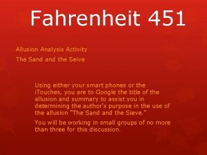 Fahrenheit 451 Allusion Analysis Activity The Sand the