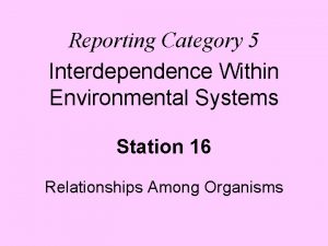 Reporting Category 5 Interdependence Within Environmental Systems Station