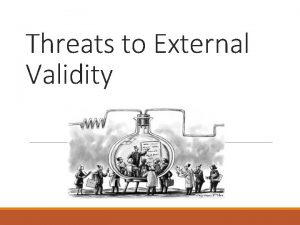 Threats to External Validity External Validity Refers to