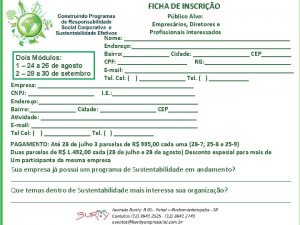 FICHA DE INSCRIO Pblico Alvo Empresrios Diretores e