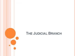 THE JUDICIAL BRANCH The Judicial Branch interprets the