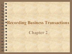 Recording Business Transactions Chapter 2 Objective 1 Use