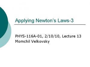 Applying Newtons Laws3 PHYS116 A01 21010 Lecture 13